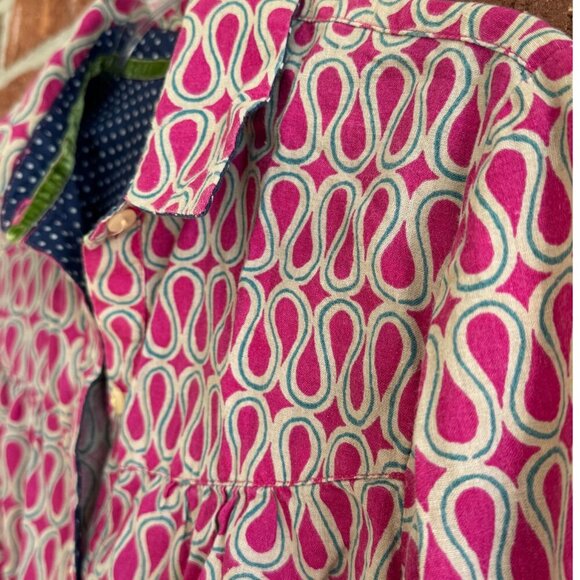 Isabella Sinclair Pink Geometric Print Button-Front Blouse | XS - Picture 6 of 8